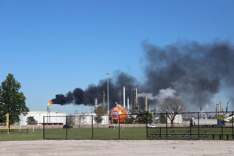 Flaring at Marathon’s Detroit refinery. Image: Emma Lockridge
